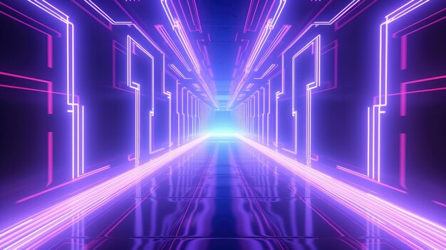 3D rendered neon tunnel background