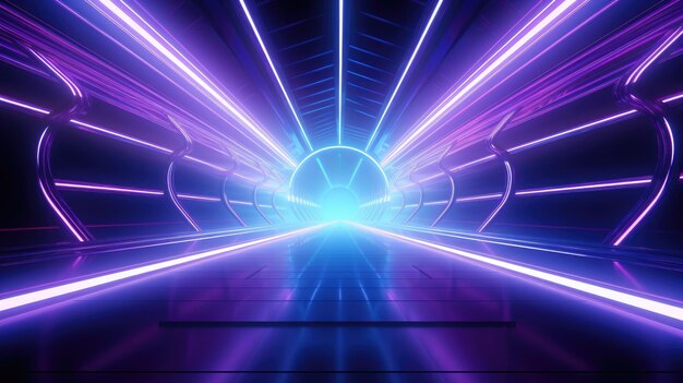 3D rendered neon tunnel background