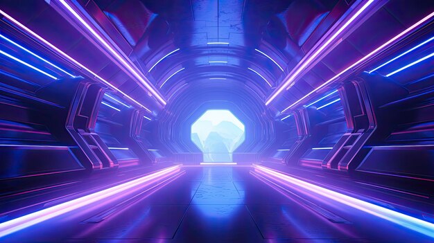 3D rendered neon tunnel background