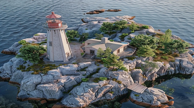 3D-рендеринг маяка Ноттавасага, вид Ариэля
