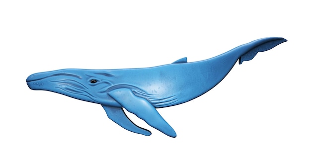 3d rendered object illustration of an abstract blue whale