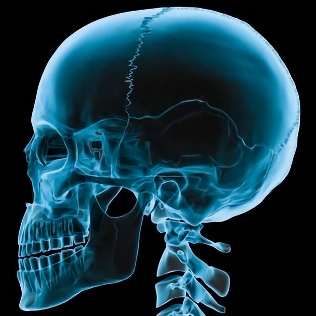 写真 ヒトの頭蓋骨の3dレンダリング ⁇ 縫合線と義歯 ⁇