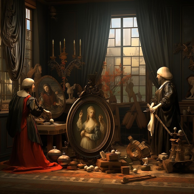 3d rendered an old master style painting