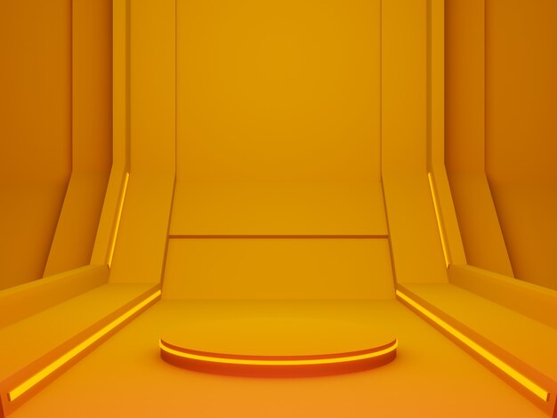 3D визуализация оранжевая футуристическая сцена