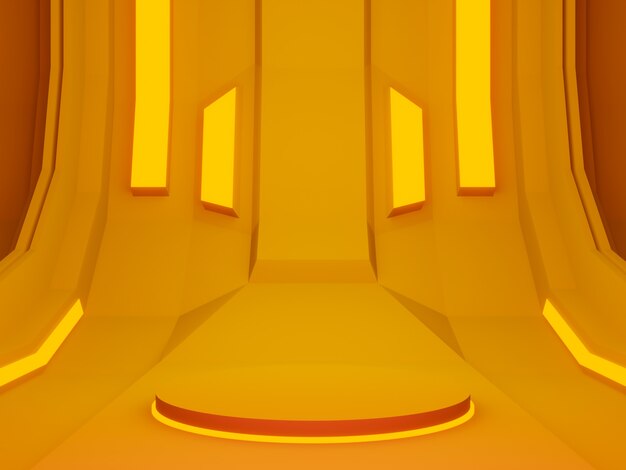 3D rendered orange futuristic stage