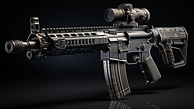 3d rendered photo of army weapons and instruments