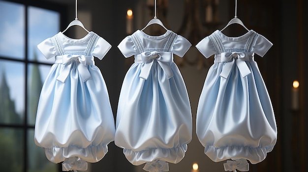 Photo 3d rendered photo of baby clothes and girl decent dress
