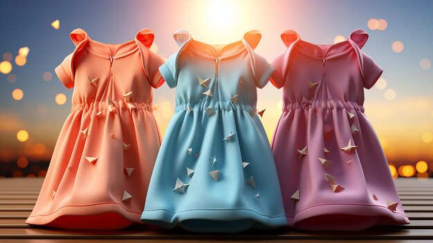 3d rendered photo of baby girl clothes