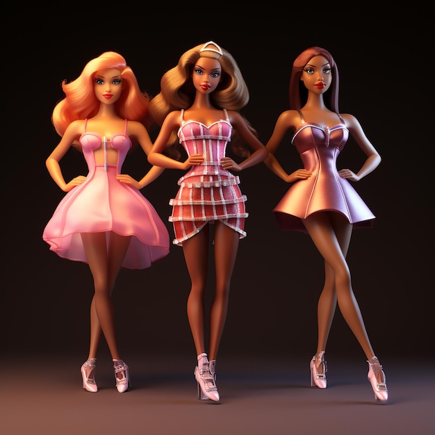 Photo 3d rendered photo of barbies