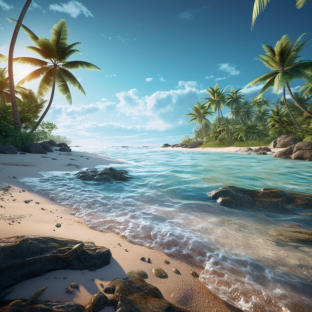 3d rendered photo of beach