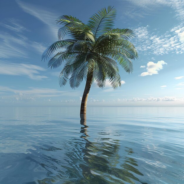 3d rendered photo of beautiful palm tree in the water