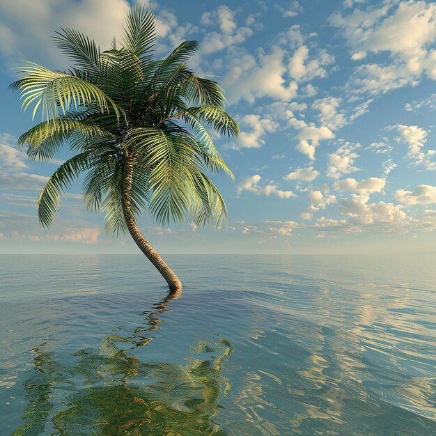 3d rendered photo of beautiful palm tree in the water