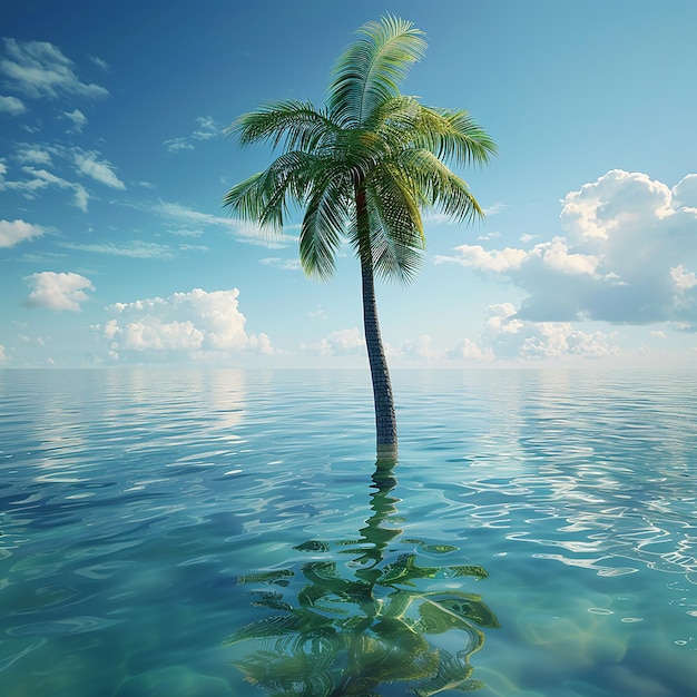 3d rendered photo of beautiful palm tree in the water