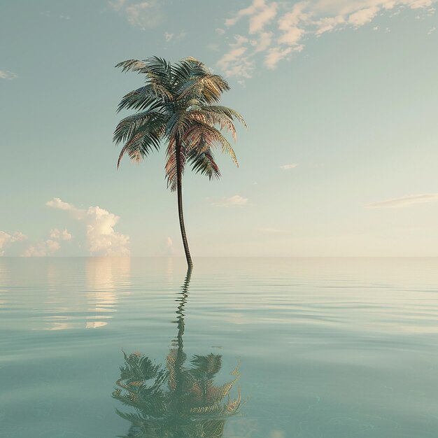 3d rendered photo of beautiful palm tree in the water