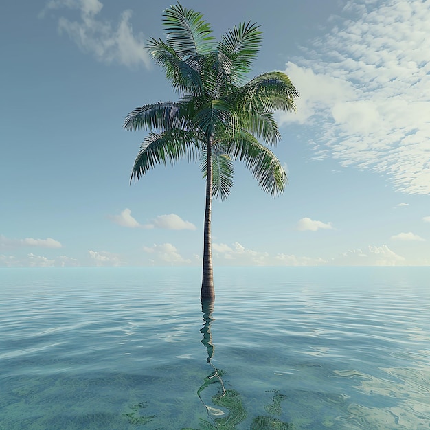 3d rendered photo of beautiful palm tree in the water