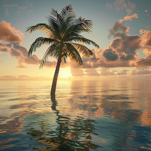 3d rendered photo of beautiful palm tree in the water