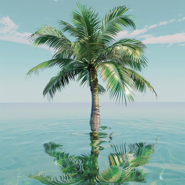 3d rendered photo of beautiful palm tree in the water