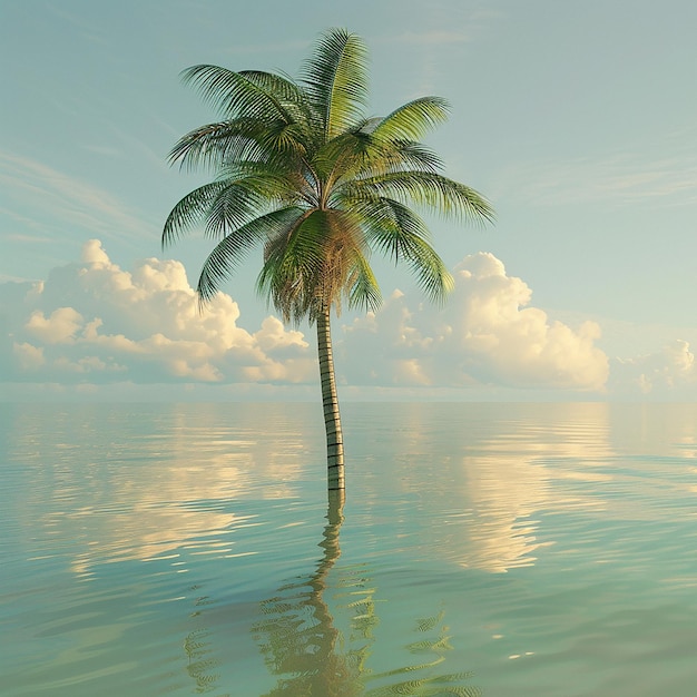 3d rendered photo of beautiful palm tree in the water