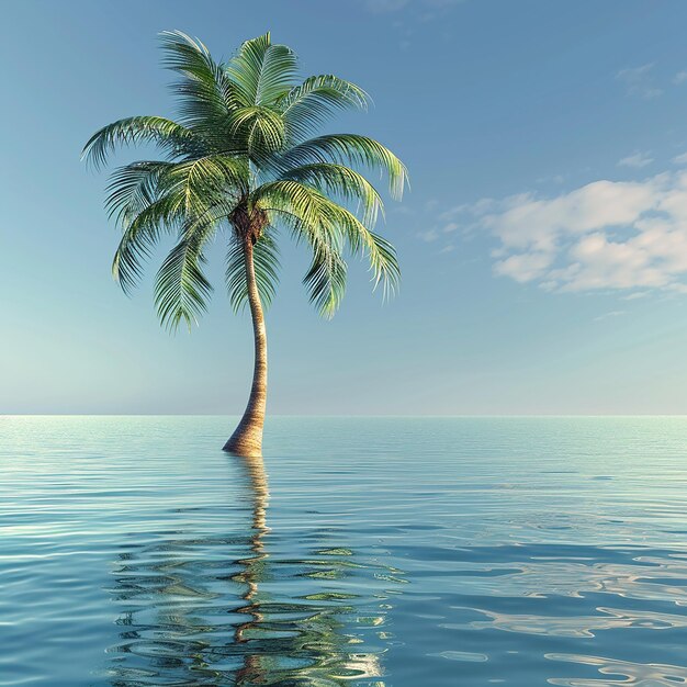 3d rendered photo of beautiful palm tree in the water