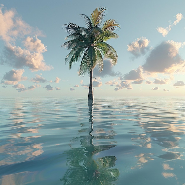 3d rendered photo of beautiful palm tree in the water