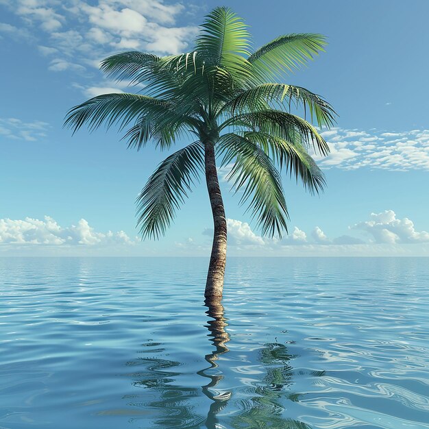 3d rendered photo of beautiful palm tree in the water