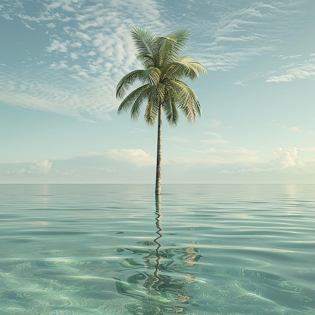 3d rendered photo of beautiful palm tree in the water