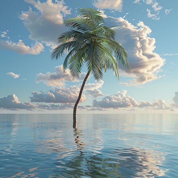 3d rendered photo of beautiful palm tree in the water