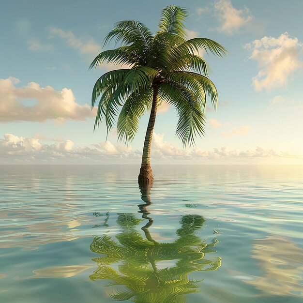 3d rendered photo of beautiful palm tree in the water