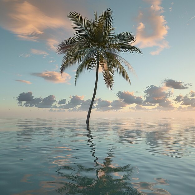 3d rendered photo of beautiful palm tree in the water