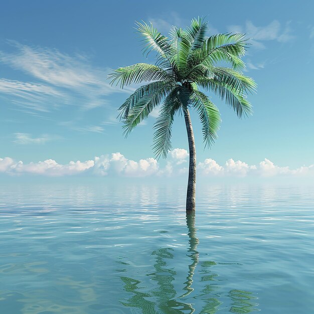 3d rendered photo of beautiful palm tree in the water