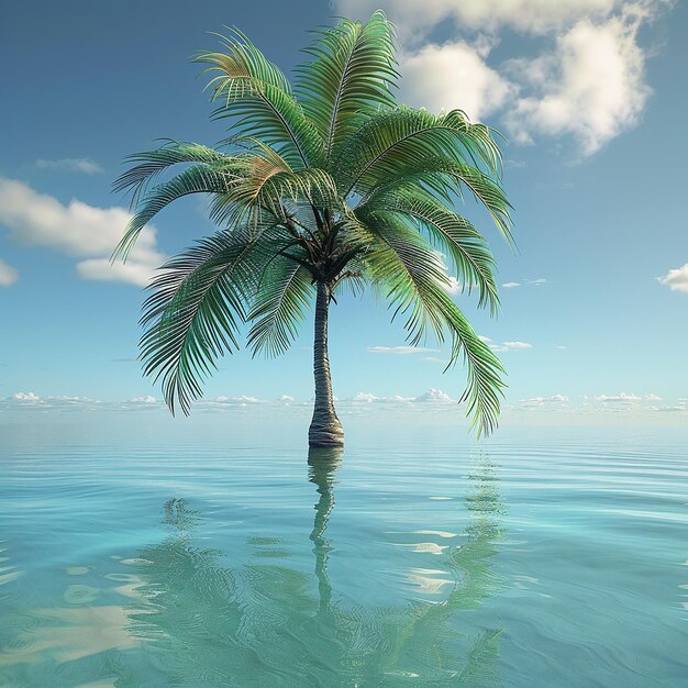 3d rendered photo of beautiful palm tree in the water