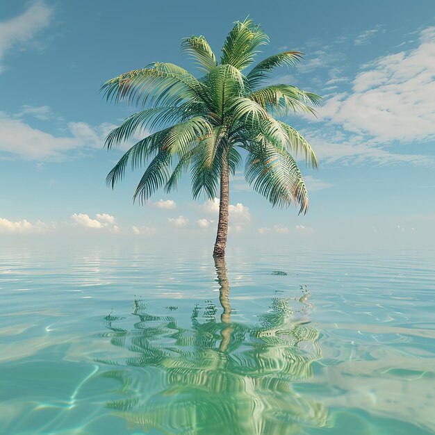 3d rendered photo of beautiful palm tree in the water