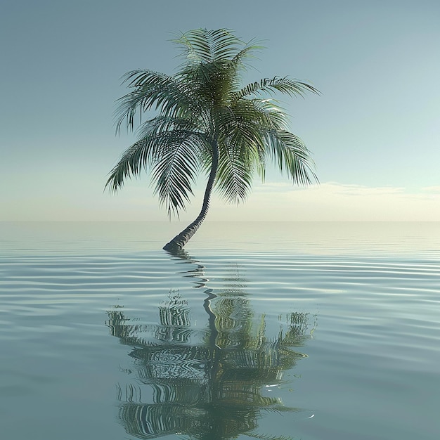 3d rendered photo of beautiful palm tree in the water