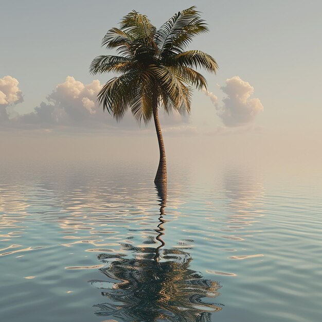 3d rendered photo of beautiful palm tree in the water