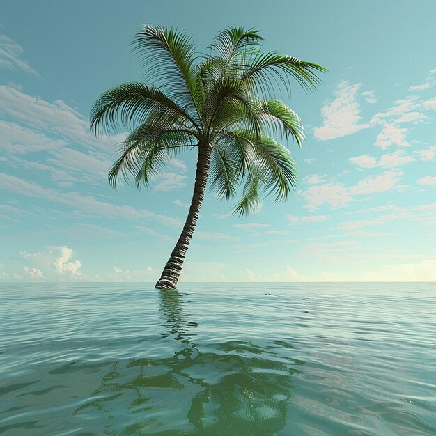 3d rendered photo of beautiful palm tree in the water