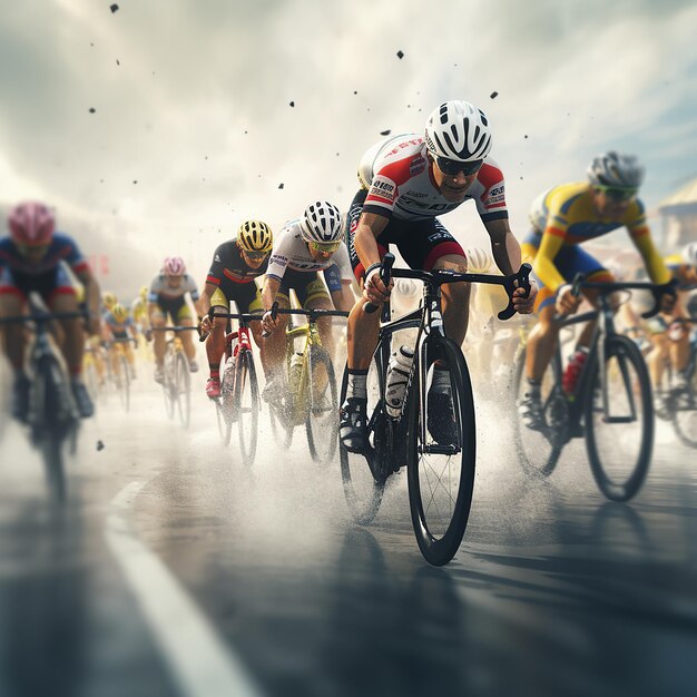 Photo 3d rendered photo of bike race