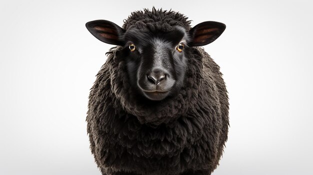 3D-рендеринг фотографии черной овцы на белом фоне