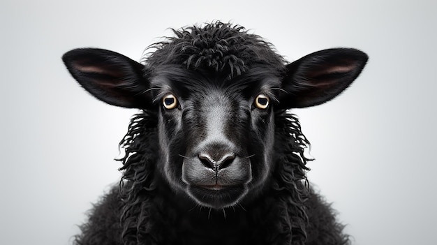 3d rendered photo of a black sheep on white background