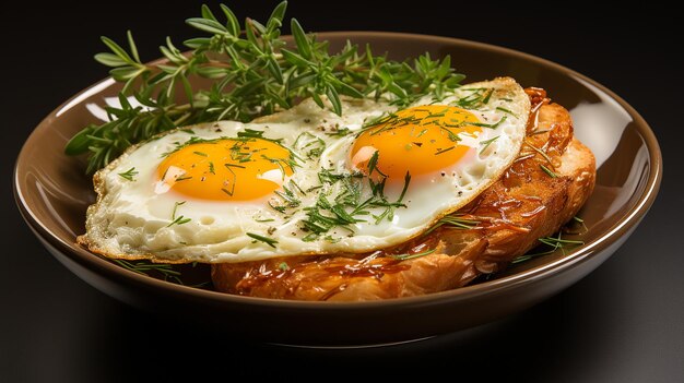 3D レンダリングの朝食と卵
