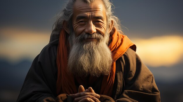 Photo 3d rendered photo of buddhist man