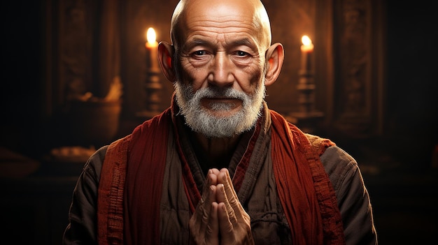 3d rendered photo of Buddhist man