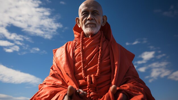 Foto foto renderizzata in 3d di un uomo buddista