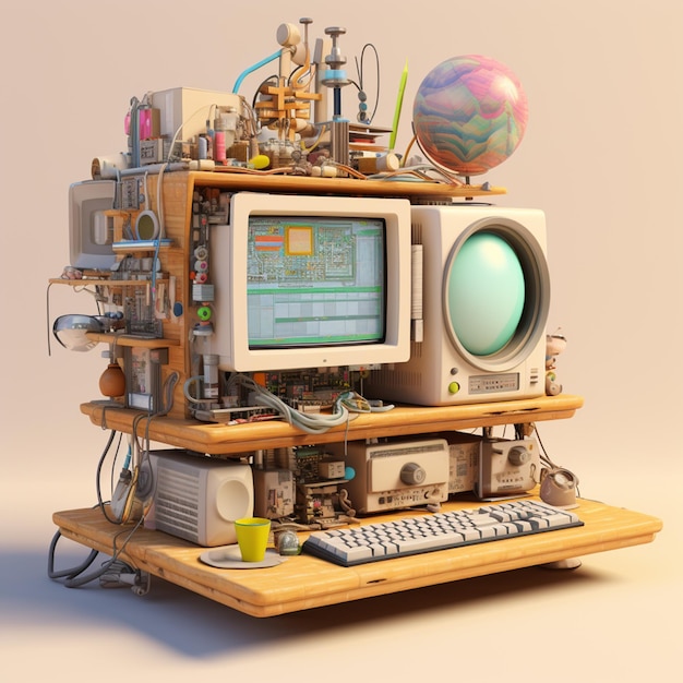 3D-рендерированная фотография мультфильма компьютера