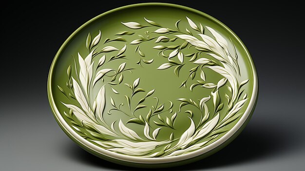 3d rendered photo of ceramic dishes with some design art