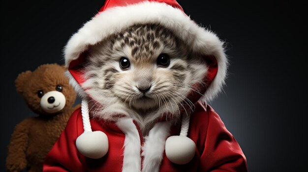 Photo 3d rendered photo of christmas animal wearing dress