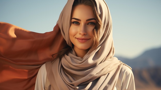 3d rendered photo of cute hijab girl