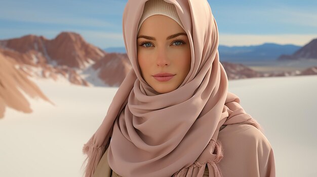 3D-рендеринг фото милой девушки в хиджабе