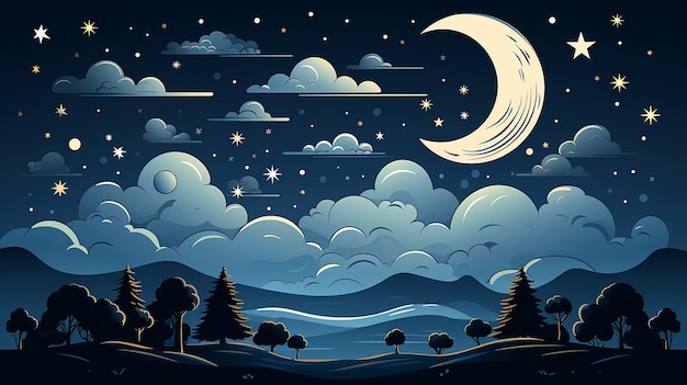 Photo 3d rendered photo of dream background along with moon and stars