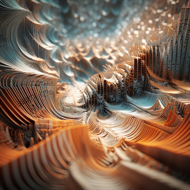 3d rendered photo of Elements such as waves or fractals