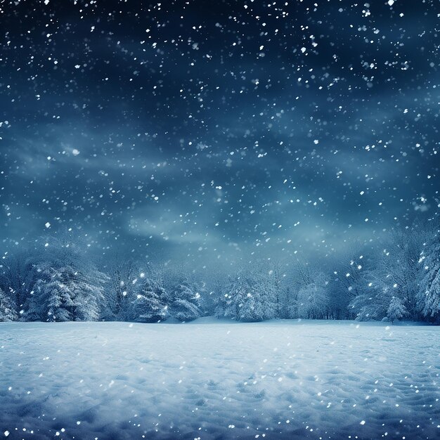 3d rendered photo of empty panoramic winter background with falling snow